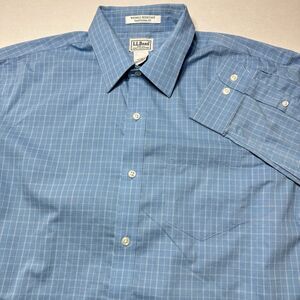 LL Bean Long Sleeve Shirt Mens Blue Wrinkle Resistant Traditional Fit Size Large